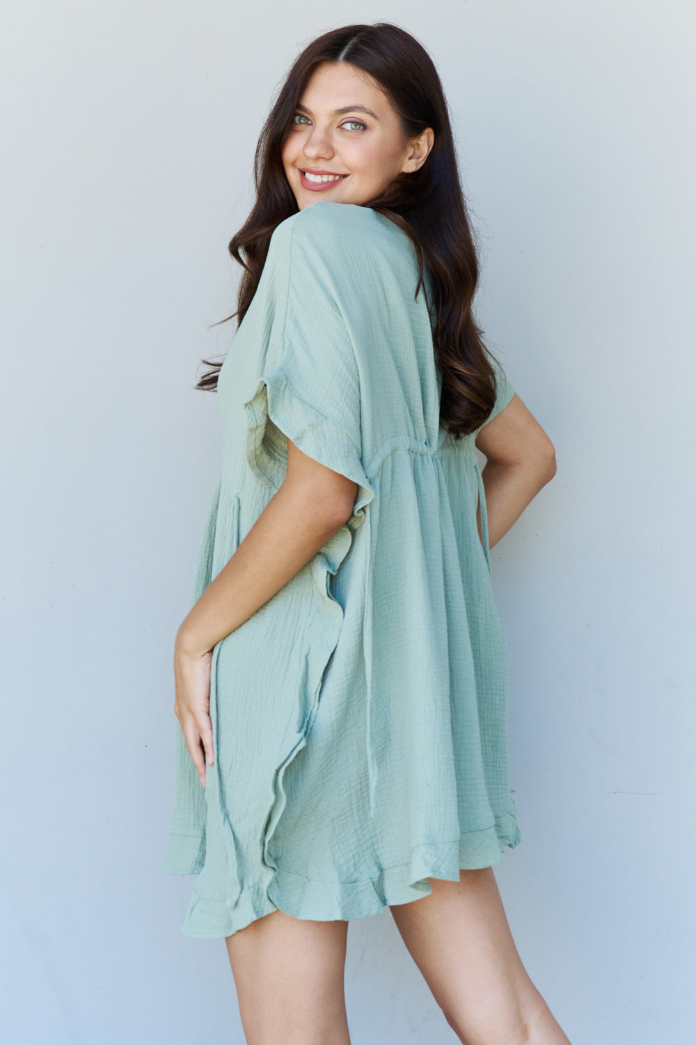 Sage Ruffle Hem Dress