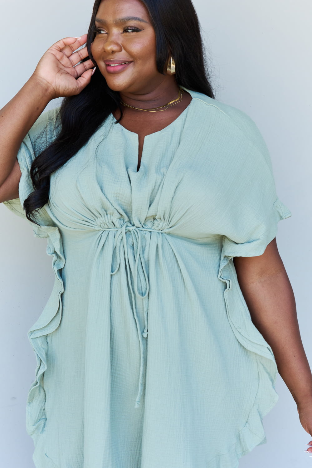 Sage Ruffle Hem Dress