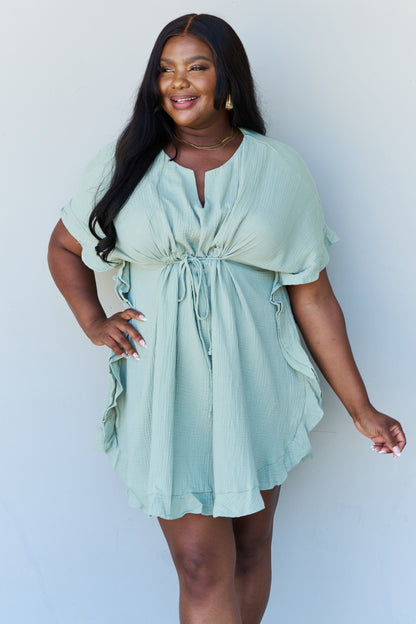 Sage Ruffle Hem Dress